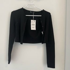 Zara Cropped Black Cardigan